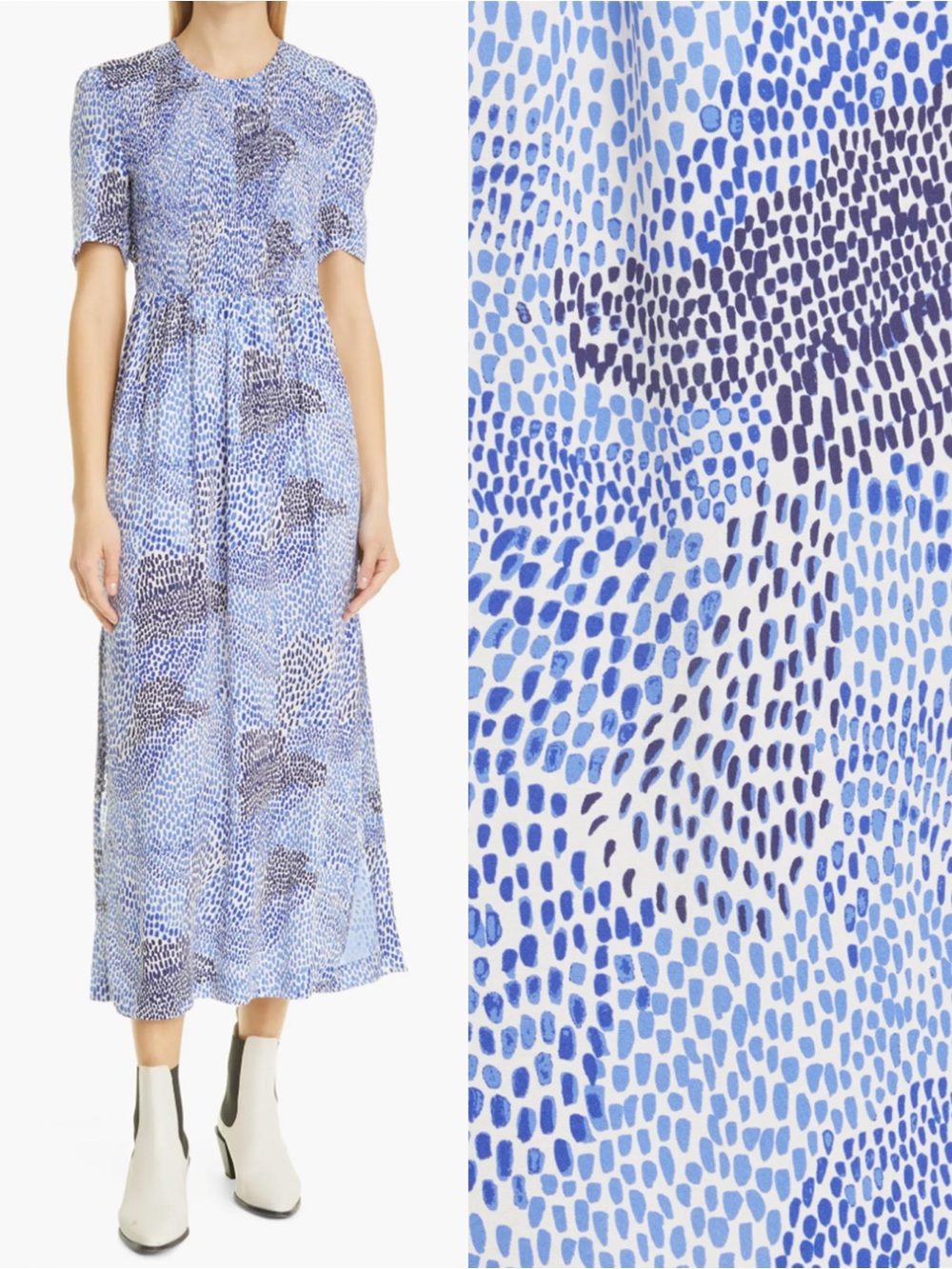 Baum und Pferdgarten - Adamaris Smocked Midi Dress - Meadow Blue